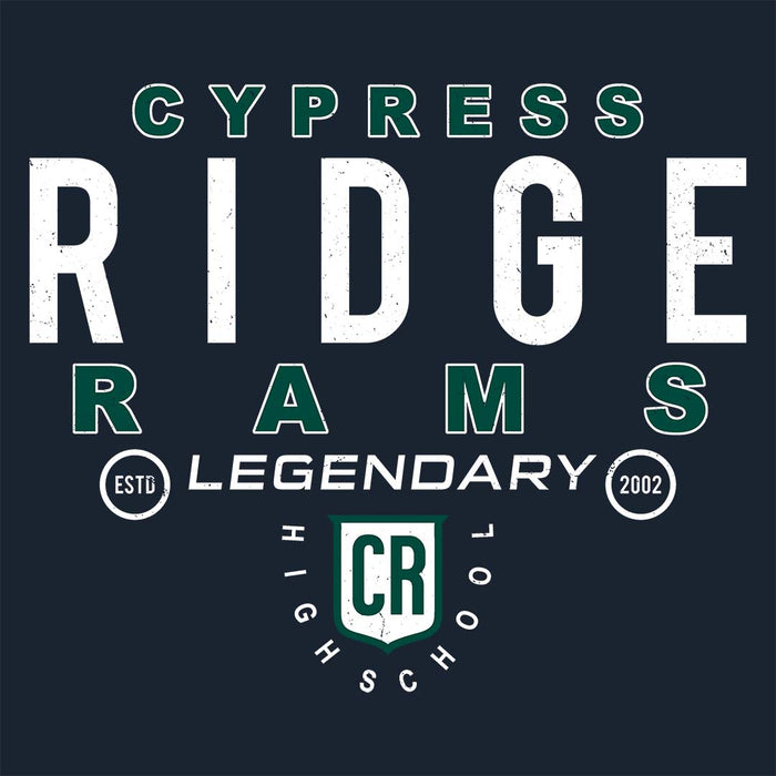 Close-up view of Cypress Ridge High School Rams Women's Navy T-shirt 003