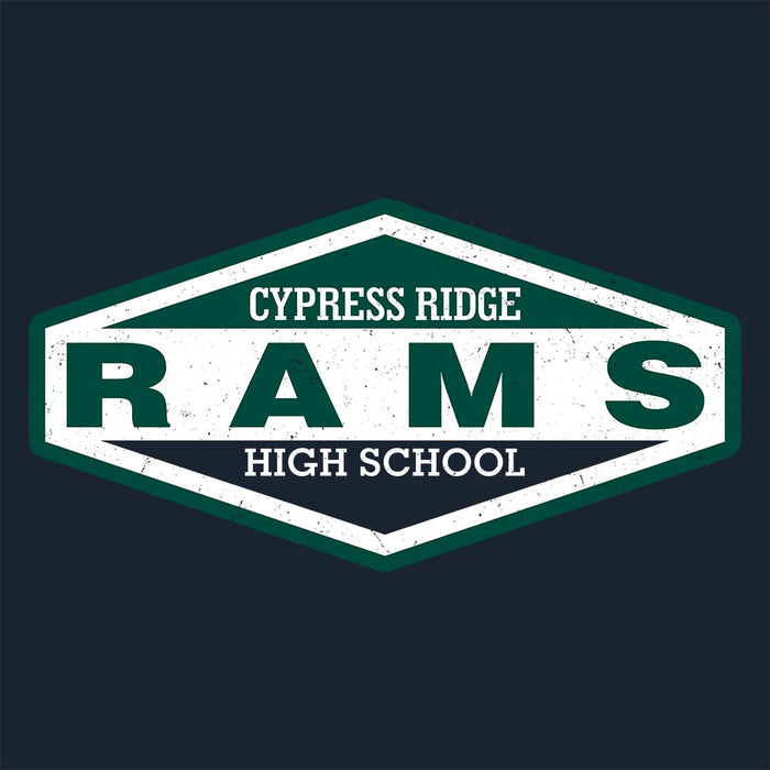 Close-up view of Cypress Ridge High School Rams Women's Navy T-shirt 009