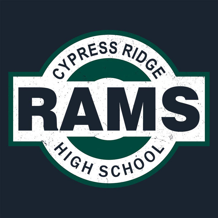 Close-up view of Cypress Ridge High School Rams Women's Navy T-shirt 011