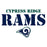 Close-up view of Cypress Ridge High School Rams Unisex 3/4 sleeve Raglan T-shirt 017