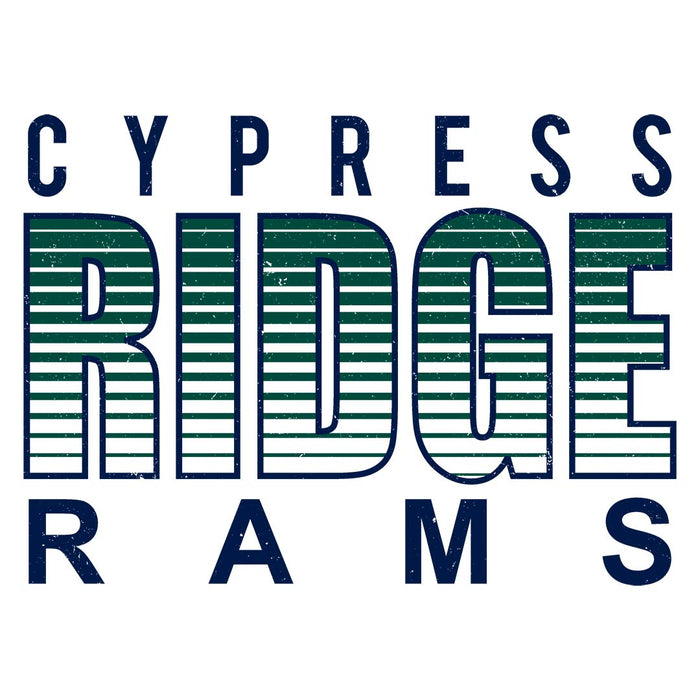 Close-up view of Cypress Ridge High School Rams Unisex 3/4 sleeve Raglan T-shirt 024