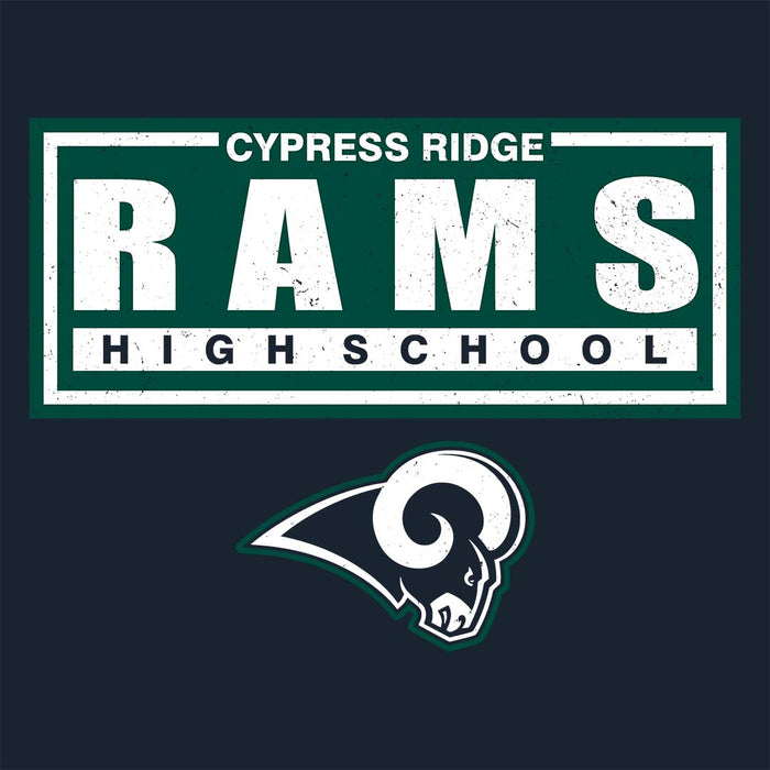 Close-up view of Cypress Ridge High School Rams Women's Navy T-shirt 049
