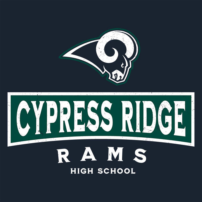 Close-up view of Cypress Ridge High School Rams Women's Navy T-shirt 202