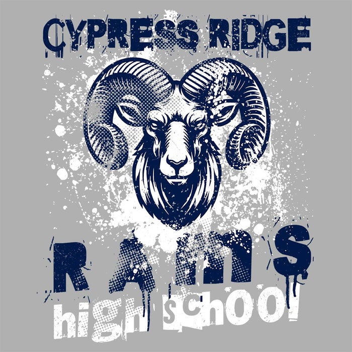 Close-up view of Cypress Ridge High School Rams Women's Heather Grey T-shirt 205