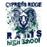 Close-up view of Cypress Ridge High School Rams Unisex 3/4 sleeve Raglan T-shirt 205