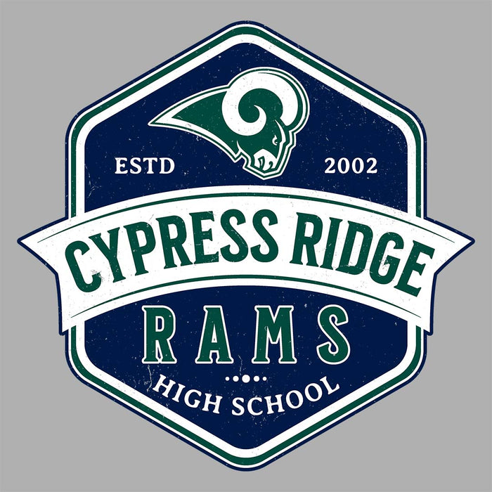 Close-up view of Cypress Ridge High School Rams Women's Heather Grey T-shirt 209