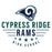 Close-up view of Cypress Ridge High School Rams Unisex 3/4 sleeve Raglan T-shirt 217