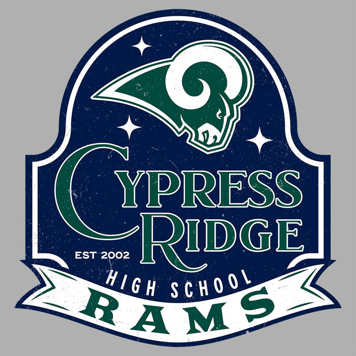 Close-up view of Cypress Ridge High School Rams Women's Heather Grey T-shirt 219