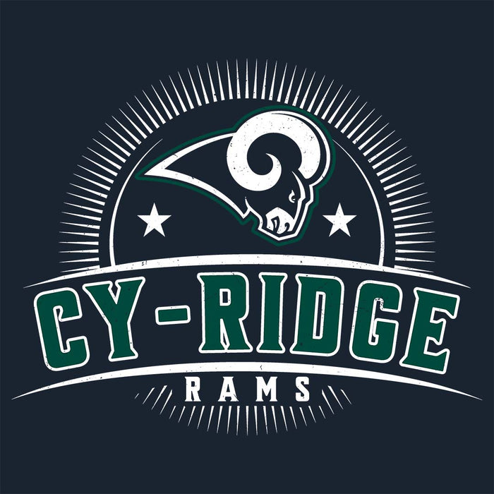 Close-up view of Cypress Ridge High School Rams Women's Navy T-shirt 221