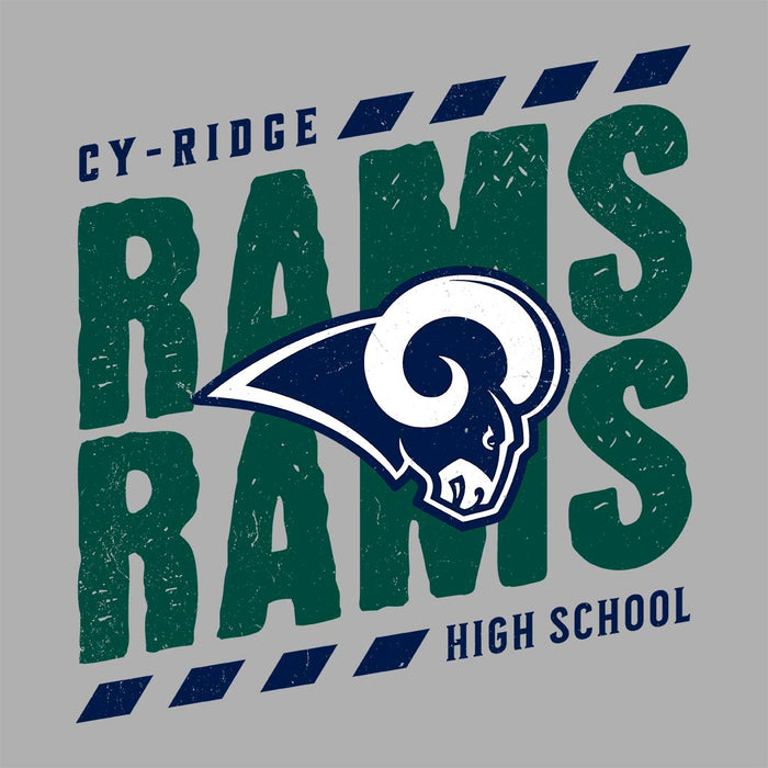 Close-up view of Cypress Ridge High School Rams Women's Heather Grey T-shirt 223