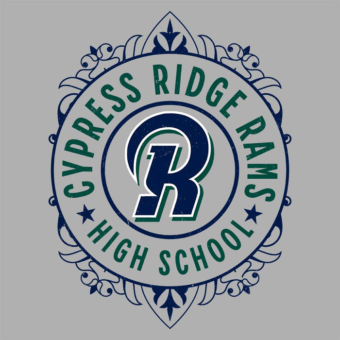 Close-up view of Cypress Ridge High School Rams Women's Heather Grey T-shirt 227