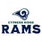 Close-up view of Cypress Ridge High School Rams Unisex 3/4 sleeve Raglan T-shirt 233