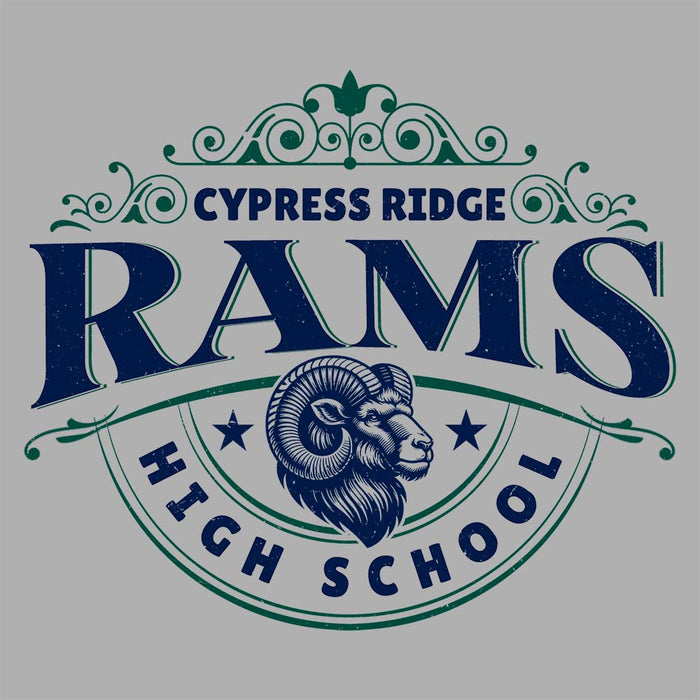 Close-up view of Cypress Ridge High School Rams Athletic Heather Premium Unisex T-shirt 211