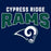 Close-up view of Cypress Ridge High School Rams Navy Premium Unisex T-shirt 221