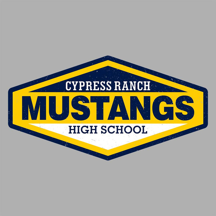 Close-up view of Cypress Ranch High School Mustangs Women's Heather Grey T-shirt 009