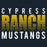 Close-up view of Cypress Ranch High School Mustangs Women's Navy T-shirt 024