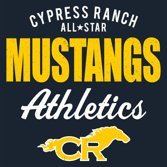 Back view of Cypress Ranch High School Mustangs Women's Navy T-shirt 034