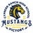 Close-up view of Cypress Ranch High School Mustangs Unisex 3/4 sleeve Raglan T-shirt 206