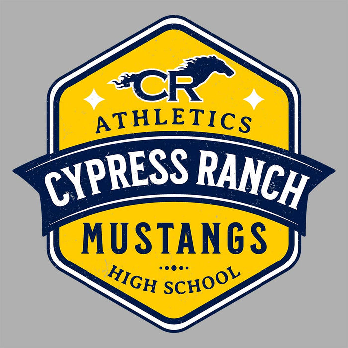 Close-up view of Cypress Ranch High School Mustangs Women's Heather Grey T-shirt 209
