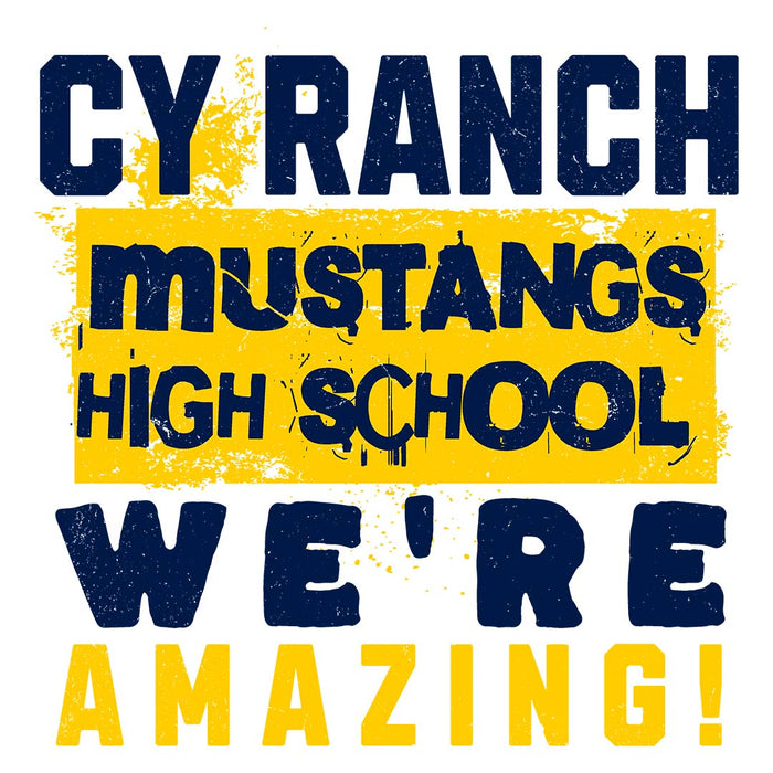 Close-up view of Cypress Ranch High School Mustangs Unisex 3/4 sleeve Raglan T-shirt 231