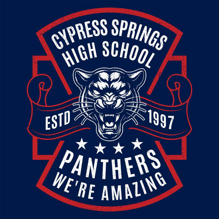 Close-up view of Cypress Springs High School Panthers Navy Classic Unisex Hoodie 207