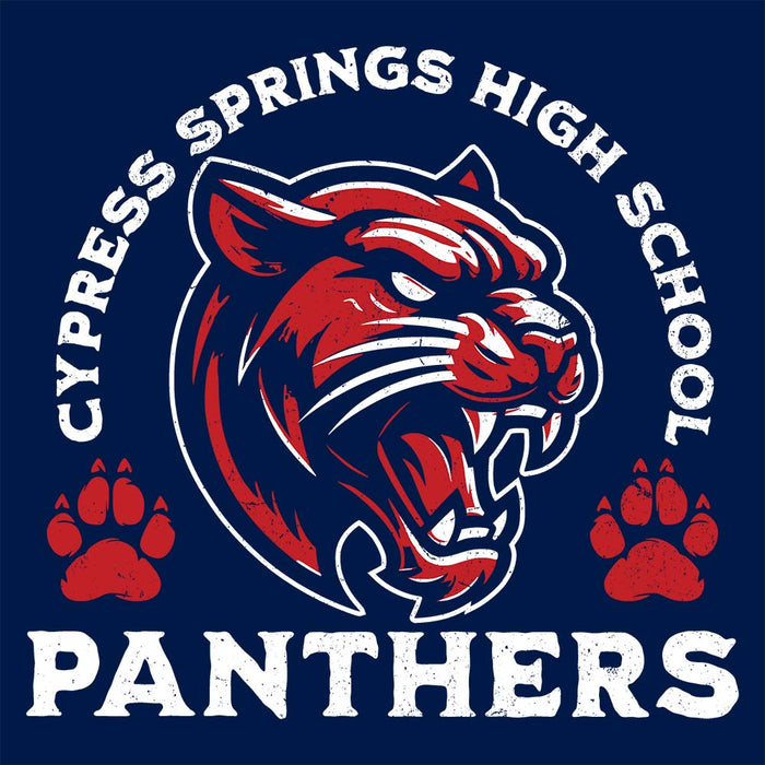 Close-up view of Cypress Springs High School Panthers Navy Classic Unisex T-shirt 208