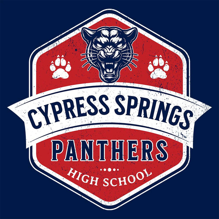 Close-up view of Cypress Springs High School Panthers Navy Classic Unisex T-shirt 209