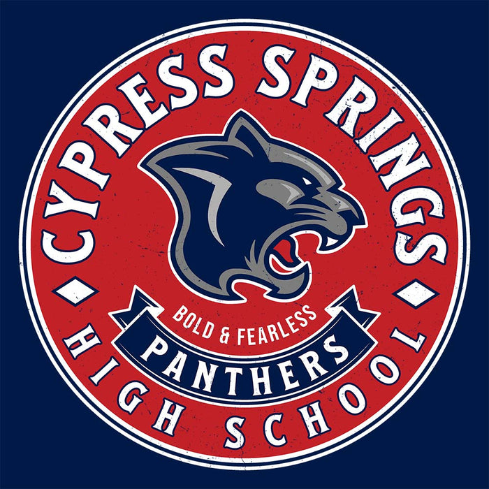 Close-up view of Cypress Springs High School Panthers Navy Premium Unisex T-shirt 215