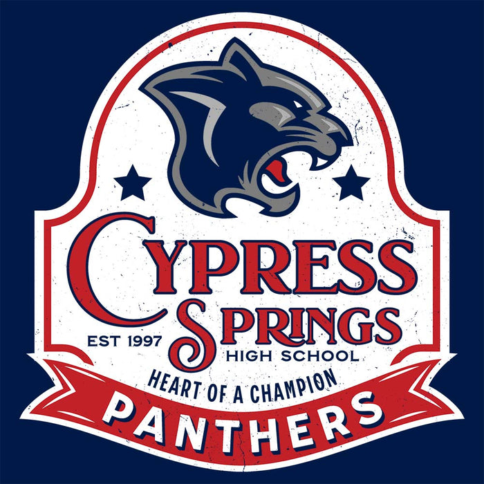 Close-up view of Cypress Springs High School Panthers Navy Premium Unisex T-shirt 219