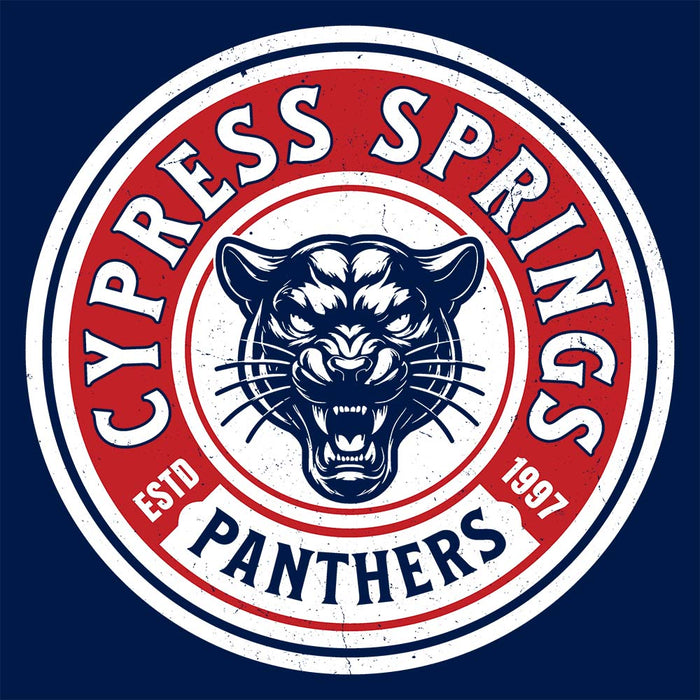 Close-up view of Cypress Springs High School Panthers Navy Classic Unisex T-shirt 220