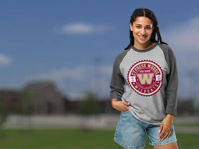 Cypress Woods High School Wildcats Raglan T-shirts All Products Page