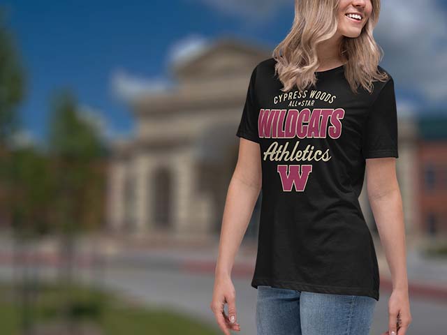 Cypress Woods High School Wildcats Women's T-shirts All Products Page