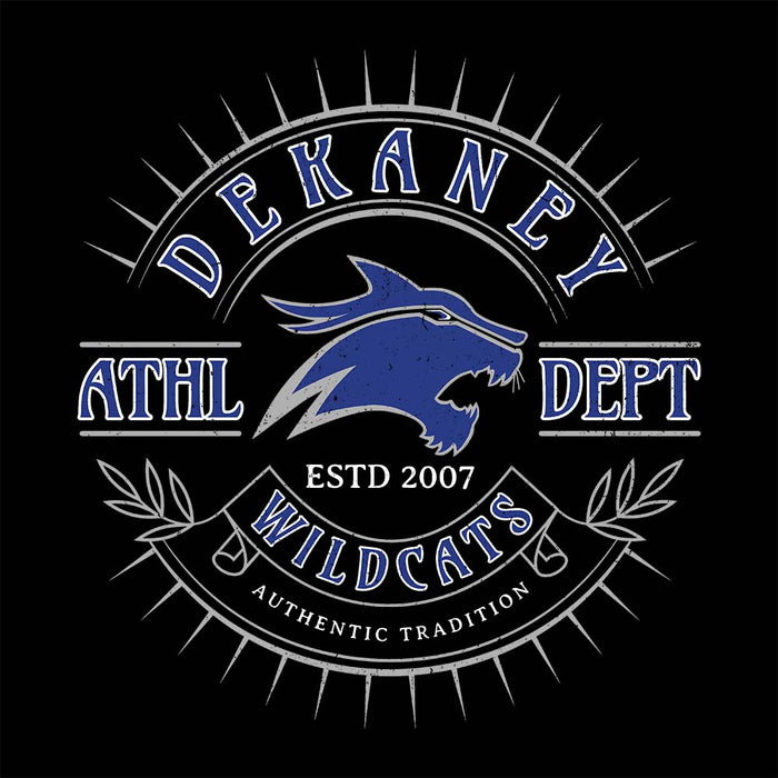 Close-up view of Dekaney High School Wildcats Black Classic Unisex T-shirt 201