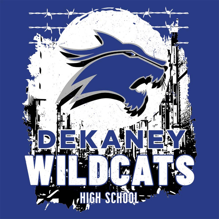 Close-up view of Dekaney High School Wildcats Royal Blue Classic Unisex Hoodie 202