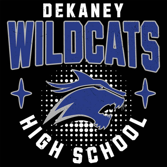 Close-up view of Dekaney High School Wildcats Black Premium Unisex T-shirt 204