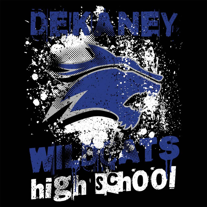 Close-up view of Dekaney High School Wildcats Black Classic Unisex Hoodie 205