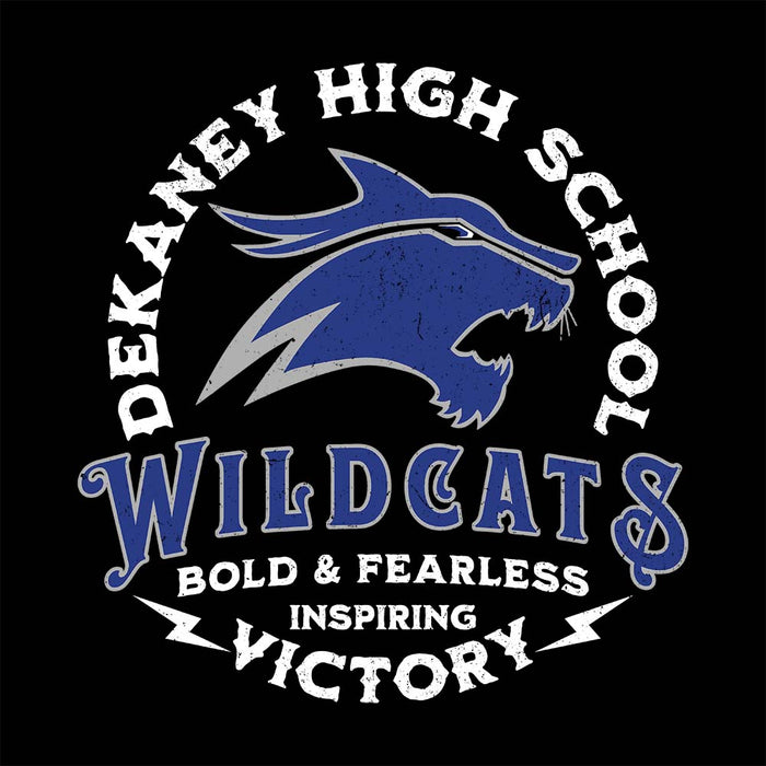 Close-up view of Dekaney High School Wildcats Black Premium Unisex Hoodie 206