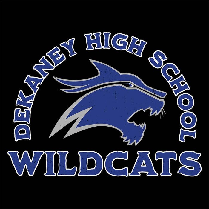 Close-up view of Dekaney High School Wildcats Black Premium Unisex T-shirt 208