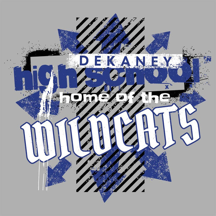 Close-up view of Dekaney High School Wildcats Carbon Grey Premium Unisex Hoodie 210