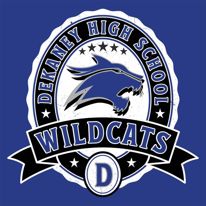 Close-up view of Dekaney High School Wildcats Royal Blue Classic Unisex Hoodie 212