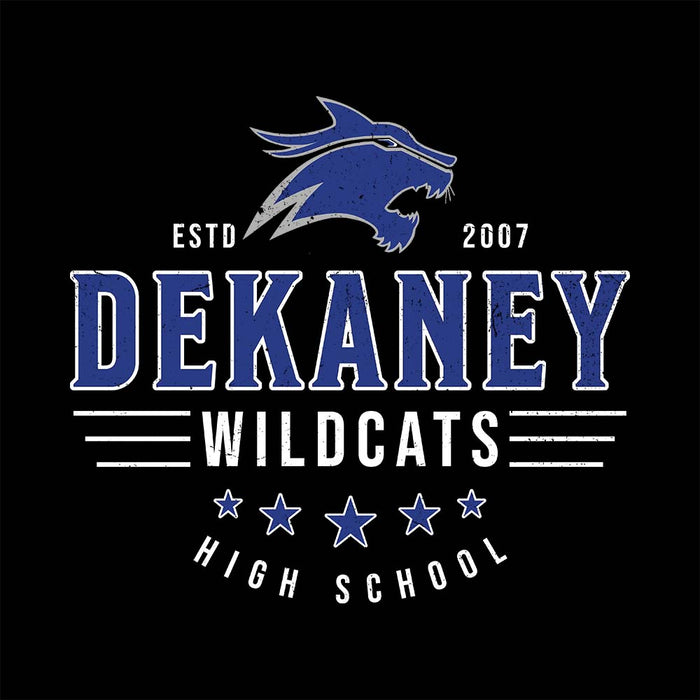 Close-up view of Dekaney High School Wildcats Black Premium Unisex T-shirt 217