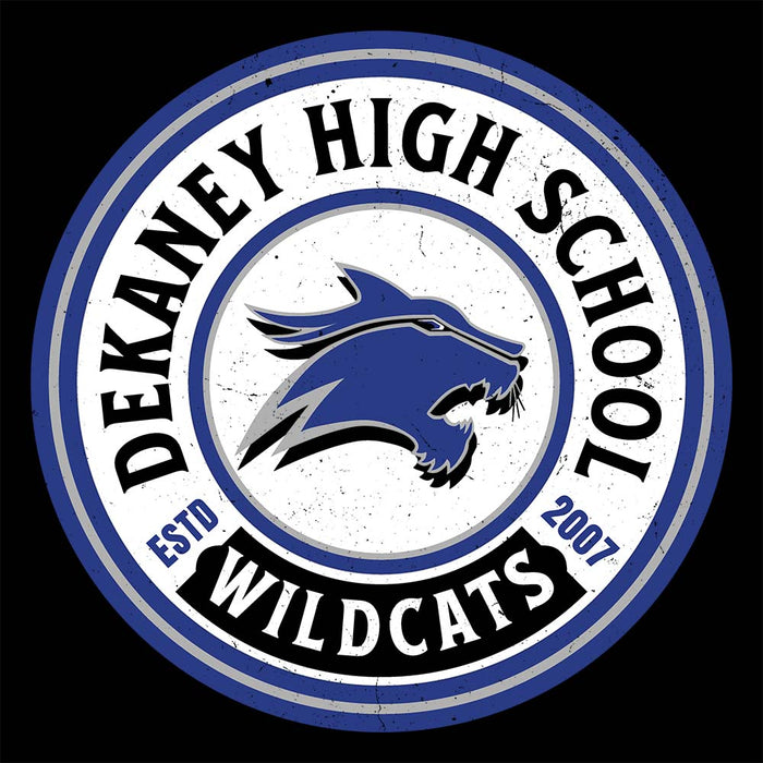 Close-up view of Dekaney High School Wildcats Black Premium Unisex Hoodie 220