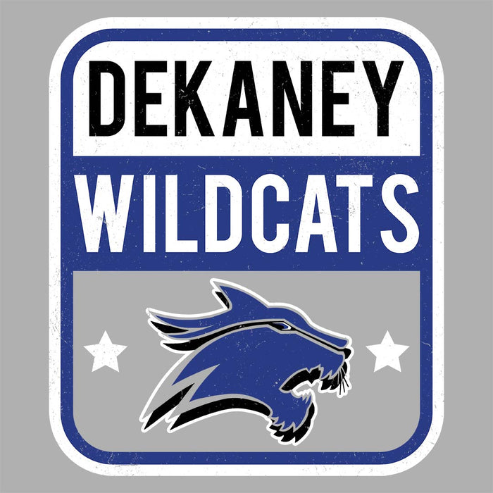 Close-up view of Dekaney High School Wildcats Heather Grey Women's T-shirt 001