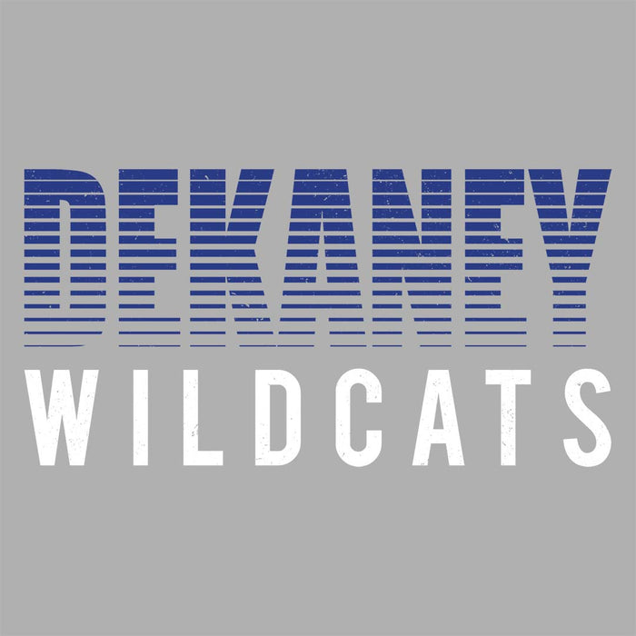 Close-up view of Dekaney High School Wildcats Unisex 3/4 sleeve Raglan T-shirt 024