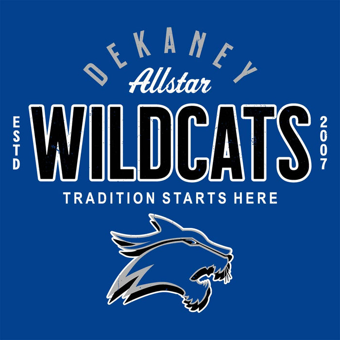 Back view of Dekaney High School Wildcats Royal Classic Unisex T-shirt 040