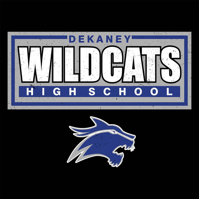 Close-up view of Dekaney High School Wildcats Unisex 3/4 sleeve Raglan T-shirt 049