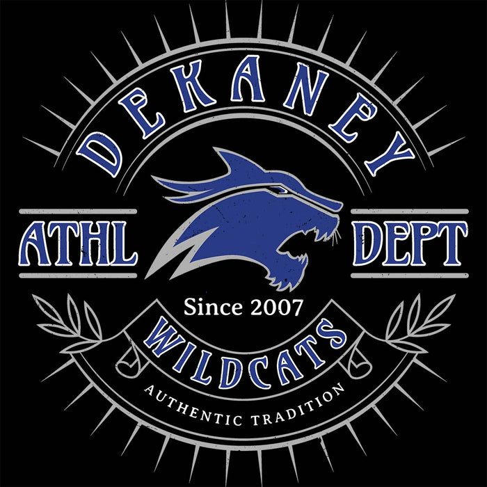 Close-up view of Dekaney High School Wildcats Black Classic Unisex T-shirt 201