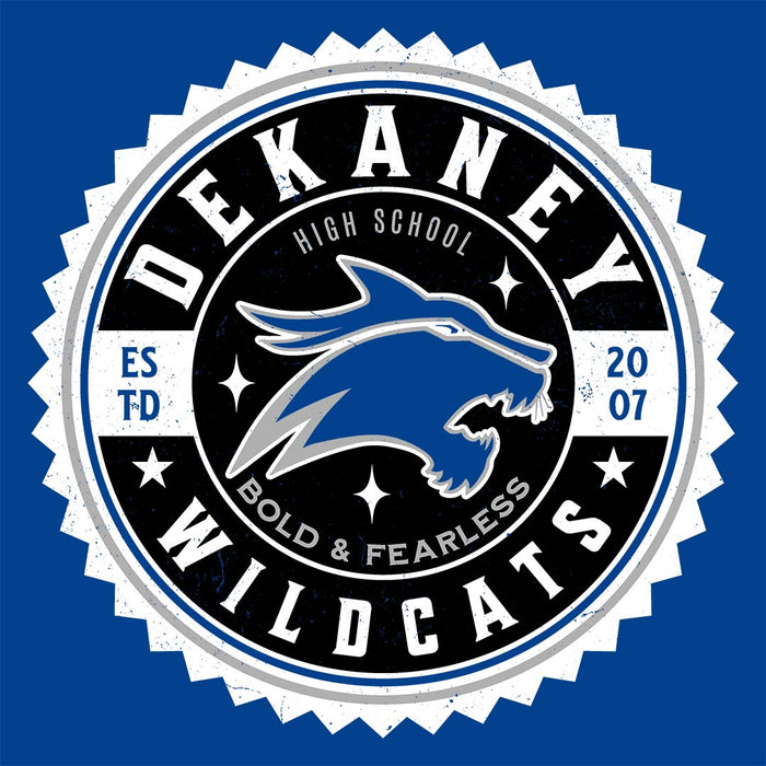 Close-up view of Dekaney High School Wildcats Royal Classic Unisex T-shirt 203