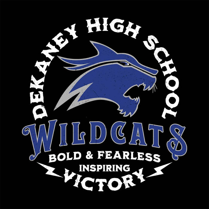 Close-up view of Dekaney High School Wildcats Women's Black T-shirt 206