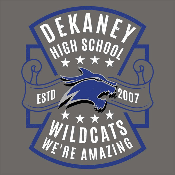 Close-up view of Dekaney High School Wildcats Charcoal Grey Classic Unisex T-shirt 207